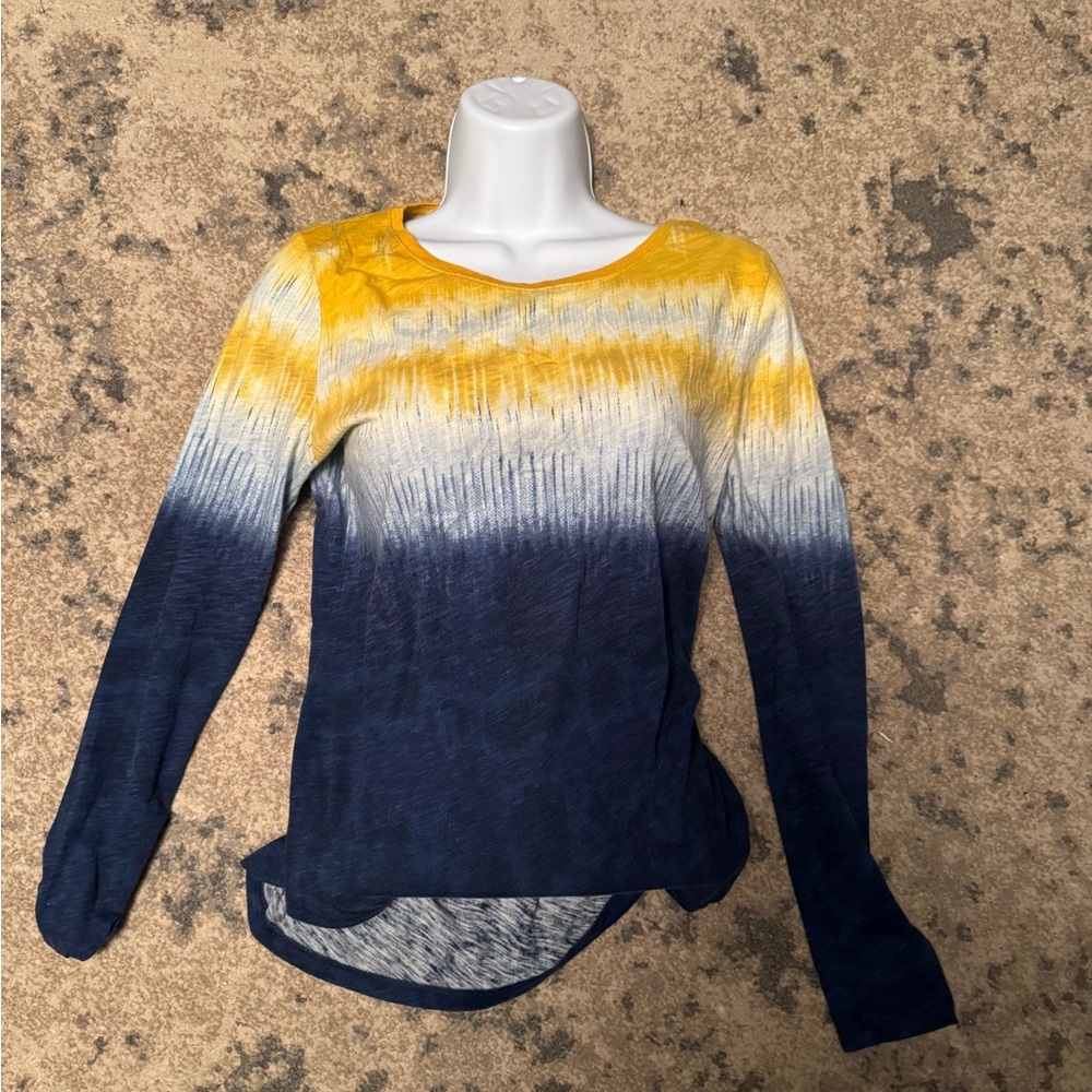 Sonoma Yellow and Blue Ombre Long Sleeve Top - Picture 2 of 3